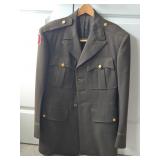 VTG MILITARY DRESS UNIFORM JACKET, OLIVE DRAB,