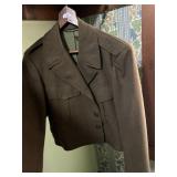 VTG MILITARY WOOL IKE JACKET, OLIVE DRAB, BUTTON