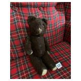 VTG MOHAIR TEDDY BEAR, DARK BROWN FUR,