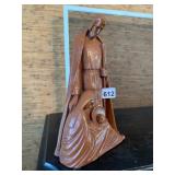 HOLY FAMILY FIGURINE, TERRACOTTA-STYLE RESIN,