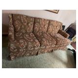 UPHOLSTERED SOFA, PAISLEY FLORAL PATTERN, THREE