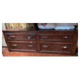 WOODEN STORAGE CHESTS, DARK STAIN FINISH,