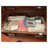 ASSORTED FABRIC REMNANTS, SEWING NOTIONS,