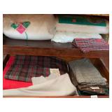 ASSORTED FABRIC REMNANTS, WOOL BLENDS, PLAIDS,