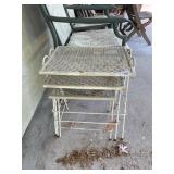 NESTING TABLES, METAL CONSTRUCTION, MESH TOPS,
