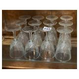 PRESSED GLASS GOBLETS, DIAMOND PATTERN BASE,