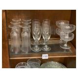 ASSORTED CLEAR GLASS STEMWARE, ETCHED FLORAL