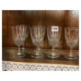 PRESSED GLASS WINE GOBLETS, VERTICAL RIBBED