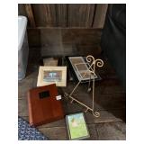 VTG DECORATIVE LOT, WOOD BOOK OF MEMORIES ALBUM,
