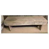 RUSTIC WOODEN BENCH, HEWN TIMBER CONSTRUCTION,