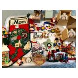 ASSORTED CHRISTMAS ORNAMENTS, INCL NEEDLEPOINT