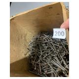 BOX LOT, METAL NAILS, ASSORTED SIZES.