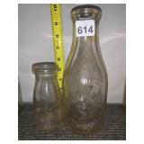 GLASS MILK BOTTLES, EMBOSSED LETTERING, STROHM'S