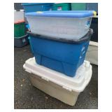 RUBBERMAID AND HOLIDAY PLASTIC STORAGE TOTES,