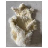 WHITE RABBIT FUR PELT, NATURAL HIDE BACKING.
