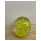 ART GLASS PAPERWEIGHT, CLEAR GLASS, INTERNAL