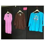 WOMENS TOPS, QUACKER FACTORY FLAMINGO EMBELLISHED