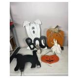 SEASONAL DECORATIVE FIGURES, WOODEN GHOST AND