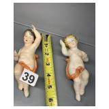 PORCELAIN CHERUB WALL HANGINGS, HAND PAINTED