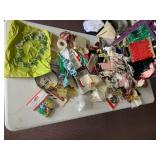 ASSORTED CRAFT SUPPLIES, LACE TRIM, RIBBON,