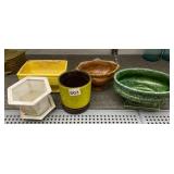CERAMIC PLANTERS, INCLUDES YELLOW GLAZED,