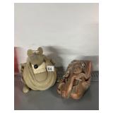 CARICATURE RAT FIGURINE, RESIN, SLEEPING WOMAN