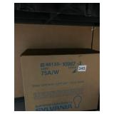SYLVANIA SOFT WHITE LIGHT BULBS, 75A/W, 120V,