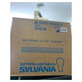 SYLVANIA SOFT WHITE LIGHT BULBS, 25A/W, 120V,