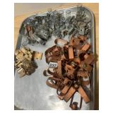 ASSORTED METAL PIPE CLAMPS, SPRING CLIPS,