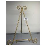 METAL DISPLAY EASEL, GOLD-TONE FINISH, SCROLLWORK