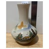 CERAMIC VASE, HAND-PAINTED LANDSCAPE SCENE,