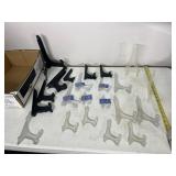 ASSORTED DISPLAY STANDS, PLASTIC AND WOODEN
