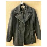 JONES NEW YORK PEA COAT, DOUBLE-BREASTED, BLACK,