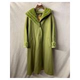 KOMITOR COAT, LIME GREEN, WOOL BLEND, FAUX FUR