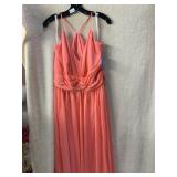 CELEBRATE DB STUDIO CORAL CHIFFON GOWN, HALTER