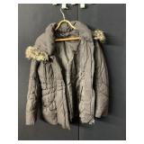 STEVE MADDEN BROWN PUFFER JACKET, FAUX FUR