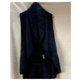 SIONI FAUX FUR VEST, BLACK, OPEN FRONT, KNIT BACK
