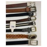ASSORTED BELTS, LEATHER, BRAIDED, CANVAS,