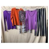 ASSORTED TOPS AND PANTS, INCLUDES POOF V-NECK,