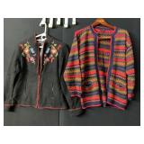 COLDWATER CREEK BLACK WOOL JACKET W/ FLORAL