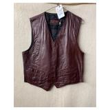 WEAR-GUARD RUGGED CLOTHES LEATHER VEST, BURGUNDY,