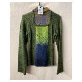 SAVE THE QUEEN TOP, GREEN METALLIC KNIT, MESH