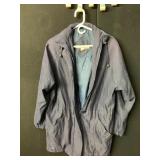 LONDON FOG NAVY BLUE HOODED RAIN JACKET,