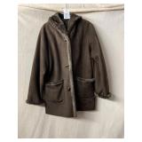 JONES NEW YORK FAUX SUEDE HOODED COAT, BROWN,