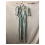 SHEER PALE GREEN DRESSING GOWN, PUFF SLEEVES,