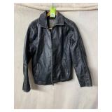 BKE BLACK FAUX LEATHER JACKET, ZIP FRONT, ZIP