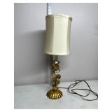 GILT METAL TABLE LAMP, IVY LEAF MOTIF, SCALLOPED