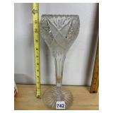 AMERICAN BRILLIANT PERIOD CUT GLASS VASE, HOBSTAR
