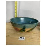 ARTISAN CERAMIC BOWL, HAND-THROWN, BLUE AND EARTH
