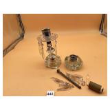 CRYSTAL CANDLESTICK LAMP, PRISM DROPS, METAL